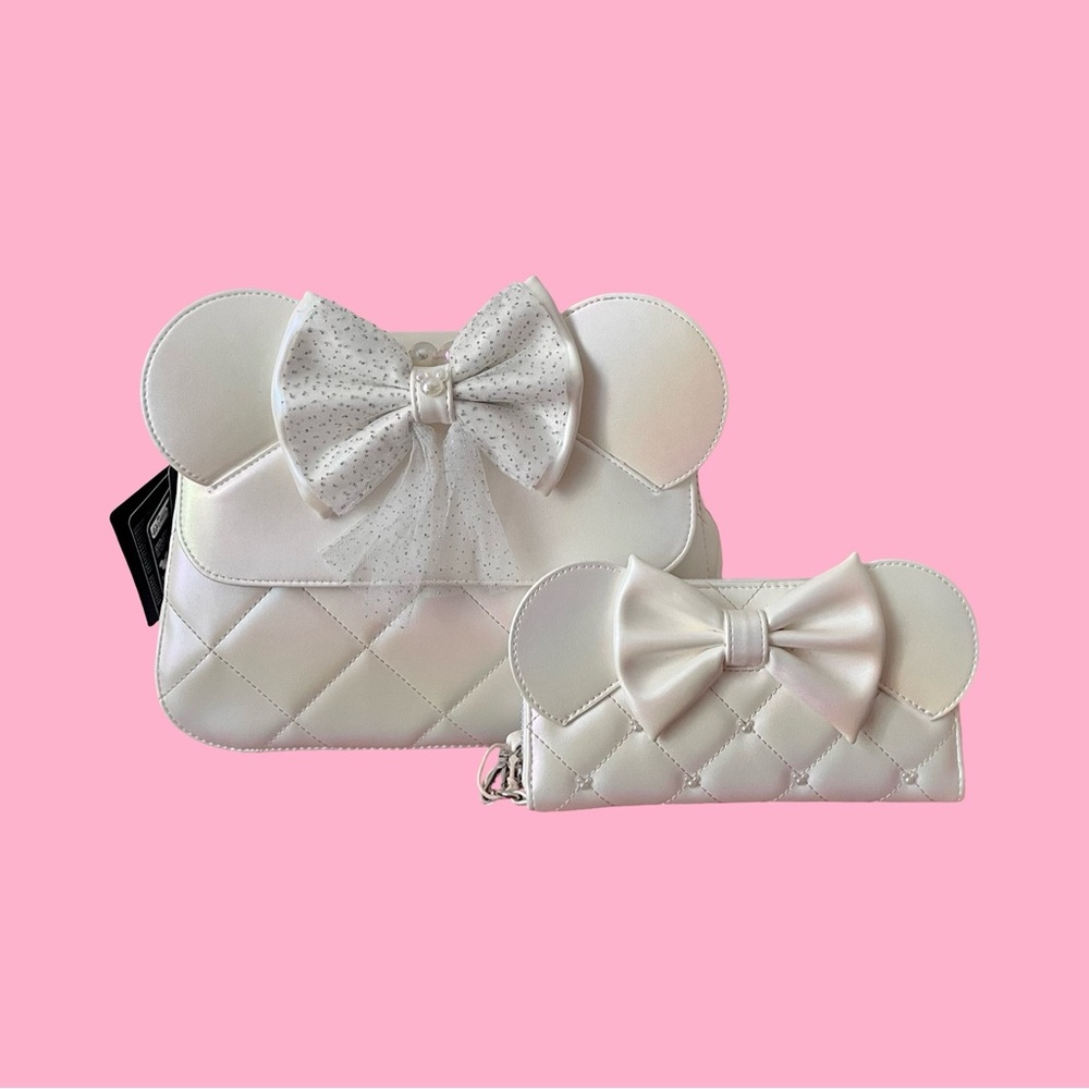 Loungefly Minnie Mouse Wedding Crossbody Bag + Wallet